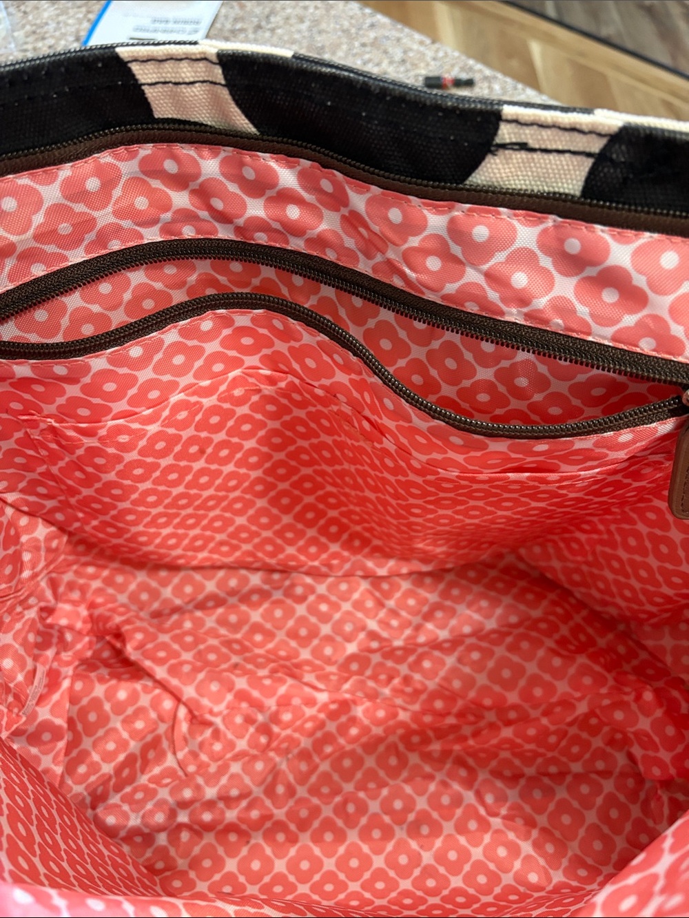 Orla Kiely for Target floral tote, yellow straps & bright patterned interior. - Picture 4 of 14